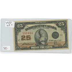 1923 CANADIAN TWENTY-FIVE CENT SHIN PLASTER