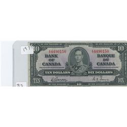 1937 CANADIAN 10 DOLLAR BILL
