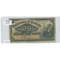 1900 CANADIAN TWENTY-FIVE CENT SHIN PLASTER