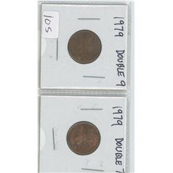 1979CANADIAN PENNY DOUBLE 9 1979 CANADIAN PENNY DOUBLE 79