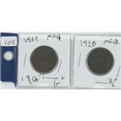 1907,1920 NEWFOUNDLAND PENNIES