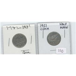 1751 - 1951 CANADIAN 5 CENT 1951 COMMEMORATIVE 5 CENT HALF MOON