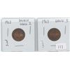 Image 1 : 1962 CANADIAN PENNY DOUBLE HANGING 2 1963 CANADIAN PENNY HANG 3