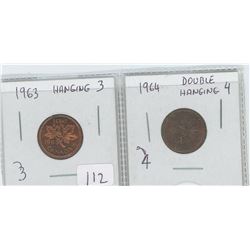 1963 CANADIAN PENNY HANGING 3 1964 PENNY DOUBLE HANGING 4