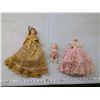 Image 1 : SMALL DOLL MADE IN HONG KONG C/W 2 LARGE DOLLS WITH KNITTED DRESSES