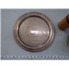 Image 2 : SILVER PLATTER, SILVER CANDY DISH, VINTAGE THERMOS, GLASS VASE, AND TIN CANDY CONTAINER