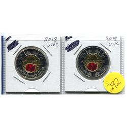 CANADA 2018 COLOURED TOONIE (SET OF 2)