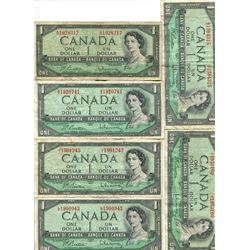 CANADA 1954 STACK OF $1 BILLS (10)