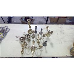 LOT OF BRASS CANDLE HOLDERS