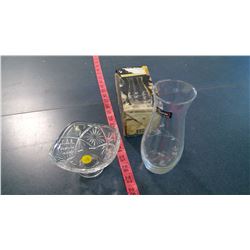 CRYSTAL VASE AND DISH