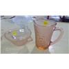 Image 2 : COLOURED GLASS PITCHER, CREAM AND SUGAR, CANDY DISH