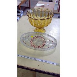 PRESSED GLASS SNACK TRAY, ETC.