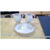 Image 1 : MILK GLASS PITCHERS AND PORCELAIN PLATE