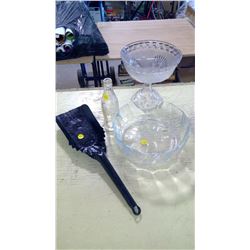 MISC. GLASSWARE AND FIRE SCOOP