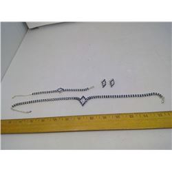 3 PIECE MATCHING JEWELRY SET- NECKLACE, BRACELET, AND EARRINGS - MISSING GEMS