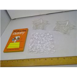 IT'S SHOWTIME, SNOOPY COMIC BOOK, LACE, AND 2 CANDLE STICK HOLDERS