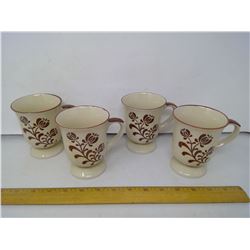 4 MUGS WITH FLOWER DESIGN