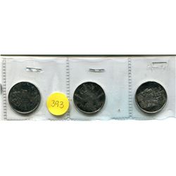 3 UNCIRCULATED CANADIAN 1/2 DOLLARS 1952-2002