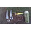 Image 2 : MISC. SHOVELS, STEERING WHEEL, AND A HORSESHOE