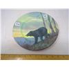 Image 1 : 1984 BLACK BEAR PAINTED ON WALL HANGING DISH - DIAMETER 10"