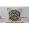 Image 1 : ANCIENT MAYAN CALENDAR PAINTED ON PIG SKIN - 12" SQUARE CUSHION