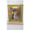 Image 1 : 1971 "PITY KITTY" BY GIG - LITHOPRINT IN ORIGINAL 1971 GOLD PLASTIC FRAME - 17" HEIGHT