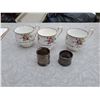 Image 2 : 3 ROYAL ALBERT TEACUPS AND 2 SILVER NAPKIN RINGS