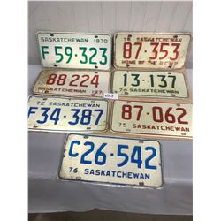 7 1970S SASKATCHEWAN LICENSE PLATES - 1970-1976
