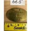 Image 2 : DRAY LICENSE - BRASS 1950 (GREAT CONDITION) - DELIVERY #3 WEYBURN, SK.