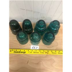 7 INSULATORS - BLUE - VERY NICE