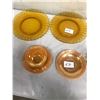 Image 3 : 6 AMBER GLASS PIECES - 8" AND 6" PLATES AND 3 FIRE KING PEACH LUSTER PIECES