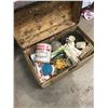 Image 4 : TRUNK FULL OF TINS, LICENSE PLATES, COMICS, ETC. - TRUNK IS AS IS CONDITION