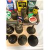 Image 2 : LOT OF TINS, OILERS, FUNNELS, BEARINGS, ETC.