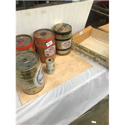 4 BUBBA BEER TINS AND 1 OLYMPIA BEER TIN AND BOX