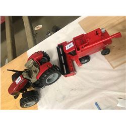 2 TOYS - CASE PLASTIC TRACTOR, CASE METAL COMBINE, AND 2/66 CASE COMBINE