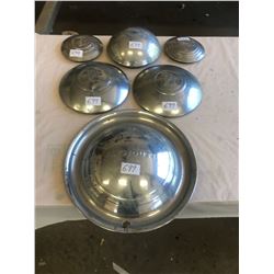 6 VINTAGE HUB CAPS - FORD, CHEVY, PLYMOUTH, ETC.