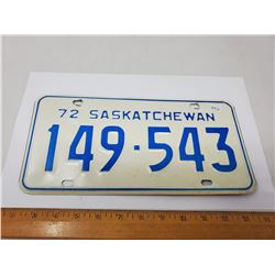 1972 LICENSE PLATE