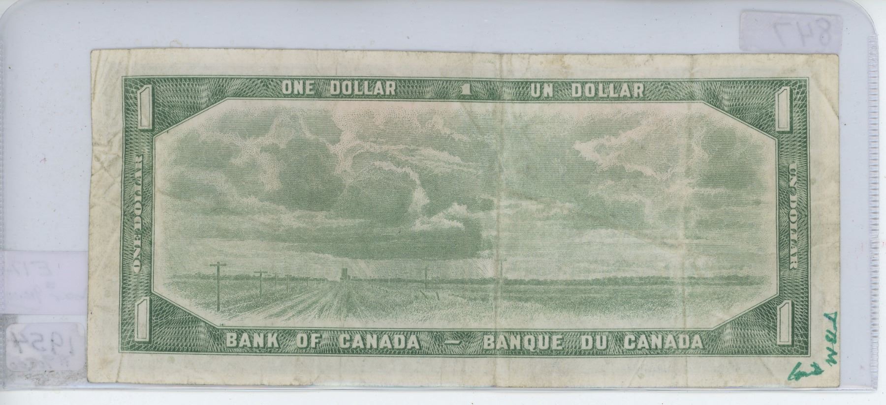 1954 ONE DOLLAR BILL MISSING SERIAL NUMBER
