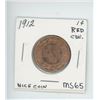 Image 1 : 1912 ONE CENT (RED, NICE)