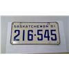 Image 1 : 1961 SASK LICENSE PLATE