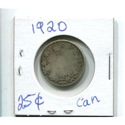 1920 25 CENT CANADIAN COIN