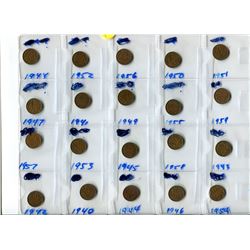 20 CANADIAN PENNIES - 1940S - 1950S