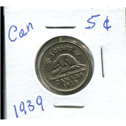 1939 CANADIAN 5 CENT COIN