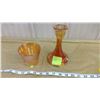 Image 1 : 2 DEPRESSION GLASS AND CANDLE HOLDER