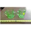Image 1 : AH MARKED 2 GREEN GLASS CREAM AND SUGARS