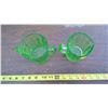 Image 2 : AH MARKED 2 GREEN GLASS CREAM AND SUGARS