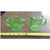 Image 3 : AH MARKED 2 GREEN GLASS CREAM AND SUGARS