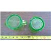 Image 4 : AH MARKED 2 GREEN GLASS CREAM AND SUGARS