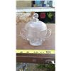 Image 2 : PRESSED GLASSWARE (NICE, BIG COVERED GLASS SUGAR BOWL)