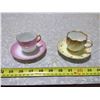 Image 6 : HAND-PAINTED, GOLD-COLOURED TRIM PLATES AND SAUCERS C/W MINIATURE TEACUPS